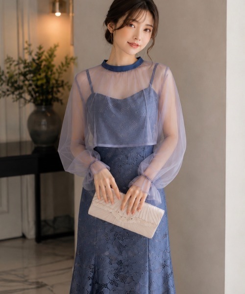 Dolce Fiora(ドルチェフィオラ)の「シフォンボレロSETメニーウエイドレス(ドレス・レディース・ブルー・M)」の3枚目の写真