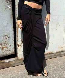 Draped Maxi Skirt - Black