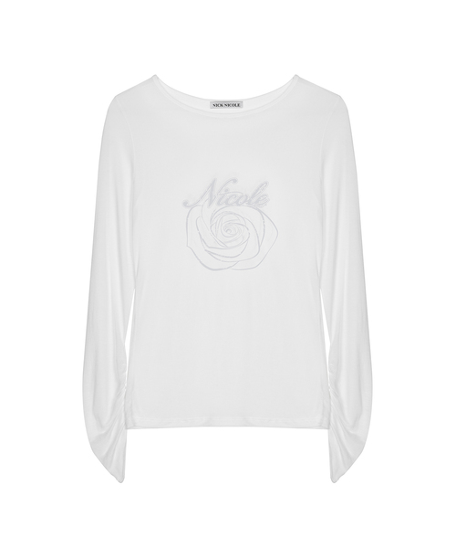 NICK&NICOLE(ニックアンドニコール)の「NICOLE ROSE シャーリングトップ アイボリー(Tシャツ/カットソー・レディース・アイボリー・FREE)」の1枚目の写真