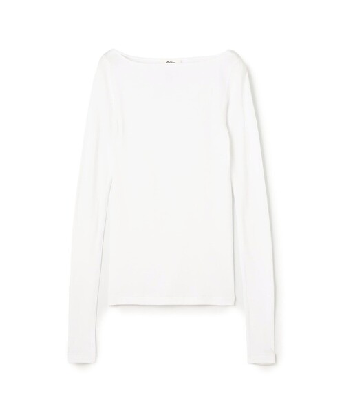 EDITION(エディション)の「コットンシルク シームレスボートネック プルオーバー(Tシャツ/カットソー・レディース・ライトグレー/ホワイト・FREE)」の2枚目の写真