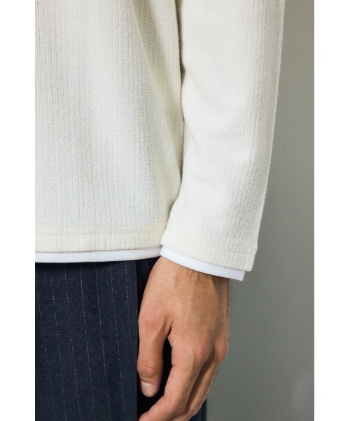AZUL by moussy(アズールバイマウジー)の「【1枚で重ね着風】フェイクレイヤードヘンリーネックトップス 秋服 冬服 春服 レイヤード風 ロンT 長袖(Tシャツ/カットソー・メンズ・杢グレー/ブラック/ホワイト・LARGE/MEDIUM)」の10枚目の写真