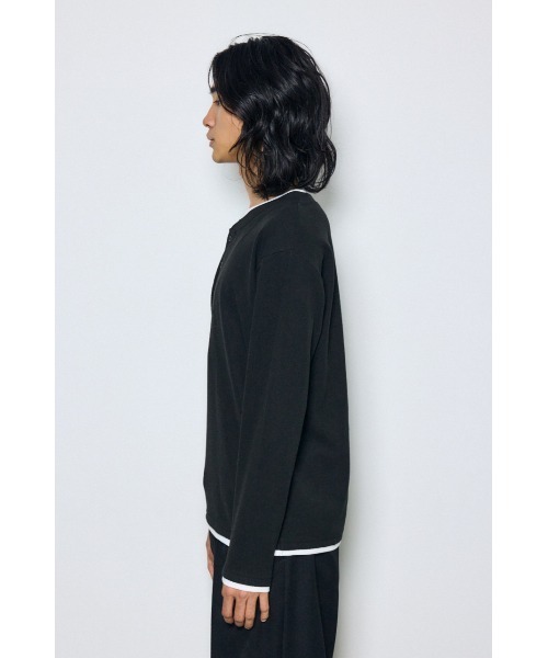 AZUL by moussy(アズールバイマウジー)の「【1枚で重ね着風】フェイクレイヤードヘンリーネックトップス 秋服 冬服 春服 レイヤード風 ロンT 長袖(Tシャツ/カットソー・メンズ・杢グレー/ブラック/ホワイト・LARGE/MEDIUM)」の16枚目の写真