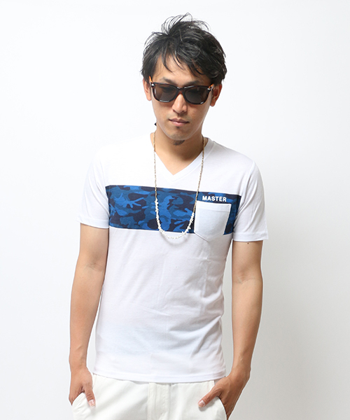 VENCEEXCHANGE（ヴァンスエクスチェンジ）の「迷彩パネルプリント半袖T      （Tシャツ/カットソー・メンズ・ブラック/オフホワイト・LARGE/MEDIUM/SMALL）」の2枚目の写真