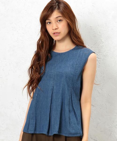 green label relaxing（グリーンレーベルリラクシング）の「CB C MILLS DNM N/SL PO ブラウス◆（シャツ/ブラウス・レディース・ライトブルー/ネイビー・FREE）」の2枚目の写真