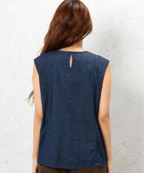 green label relaxing（グリーンレーベルリラクシング）の「CB C MILLS DNM N/SL PO ブラウス◆（シャツ/ブラウス・レディース・ライトブルー/ネイビー・FREE）」の3枚目の写真