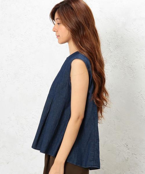 green label relaxing（グリーンレーベルリラクシング）の「CB C MILLS DNM N/SL PO ブラウス◆（シャツ/ブラウス・レディース・ライトブルー/ネイビー・FREE）」の5枚目の写真