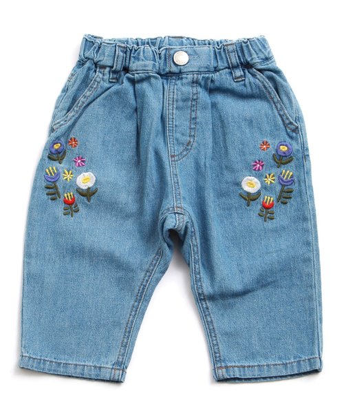 apres les cours（アプレレクール）の「刺繍テーパードデニムパンツ 7分丈（その他パンツ・キッズ・サックスブルー/ブルー・80/90/100/110/120/140/130）」の2枚目の写真