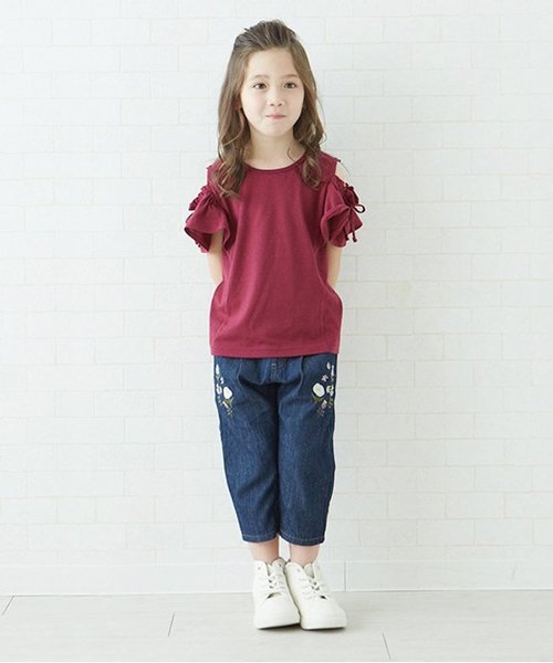 apres les cours（アプレレクール）の「刺繍テーパードデニムパンツ 7分丈（その他パンツ・キッズ・サックスブルー/ブルー・80/90/100/110/120/140/130）」の9枚目の写真