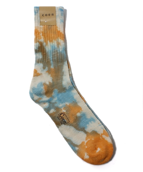 coen（コーエン）の「タイダイ染めレギュラーソックス ∞（ソックス/靴下・メンズ・イエロー/ライトブルー/ターコイズブルー・フリー）」の2枚目の写真