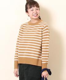 coen | 【手洗いできる】ラムウールボーダークルーネックニット(ニット/セーター)