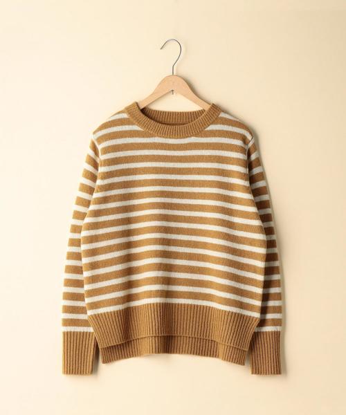coen(コーエン)の「【手洗いできる】ラムウールボーダークルーネックニット(ニット/セーター・レディース・ブラウン/ネイビー・FREE)」の4枚目の写真