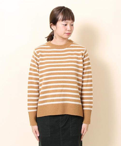 coen(コーエン)の「【手洗いできる】ラムウールボーダークルーネックニット(ニット/セーター・レディース・ブラウン/ネイビー・FREE)」の10枚目の写真