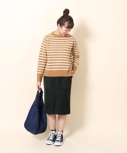 coen(コーエン)の「【手洗いできる】ラムウールボーダークルーネックニット(ニット/セーター・レディース・ブラウン/ネイビー・FREE)」の14枚目の写真