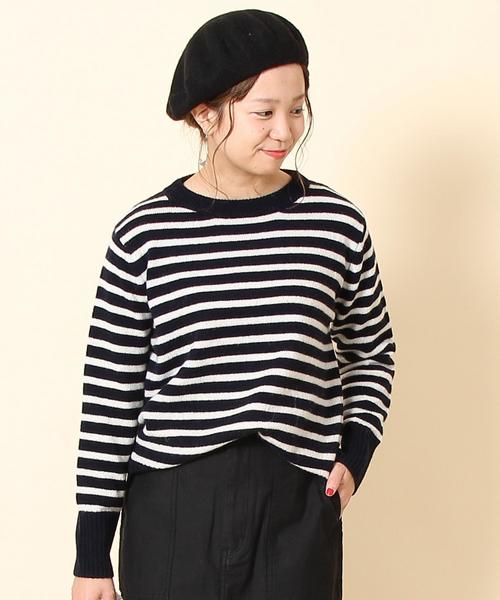 coen(コーエン)の「【手洗いできる】ラムウールボーダークルーネックニット(ニット/セーター・レディース・ブラウン/ネイビー・FREE)」の17枚目の写真