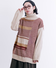 MERLOT | ハイネックマルチパターンニット1354(ニット/セーター)