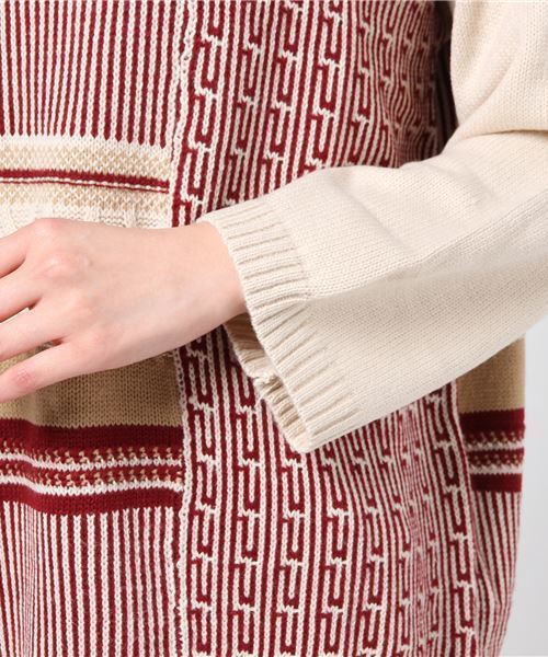 MERLOT（メルロー）の「ハイネックマルチパターンニット1354（ニット/セーター・レディース・ベージュ/ピンク/グリーン・FREE）」の15枚目の写真
