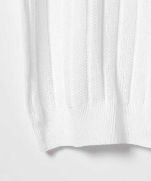 グランサッソ ストライプポロ FRESHCOTTON 白 M メンズ ニットポロ Gran Sasso（グランサッソ）の「◎GRAN SASSO / ストライプ ポロ