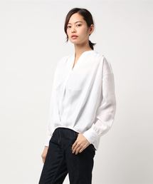 NARACAMICIE | ランダムストライプフロントタックプルオーバーブラウス(シャツ/ブラウス)