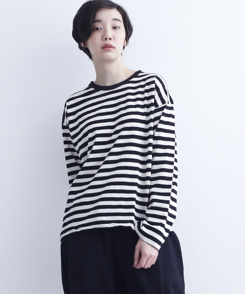 MERLOT IKYU（メルローイキュウ）の「ボーダー柄カットソー6521（Tシャツ/カットソー・レディース・ネイビー/カーキ/ブラック・FREE）」の2枚目の写真