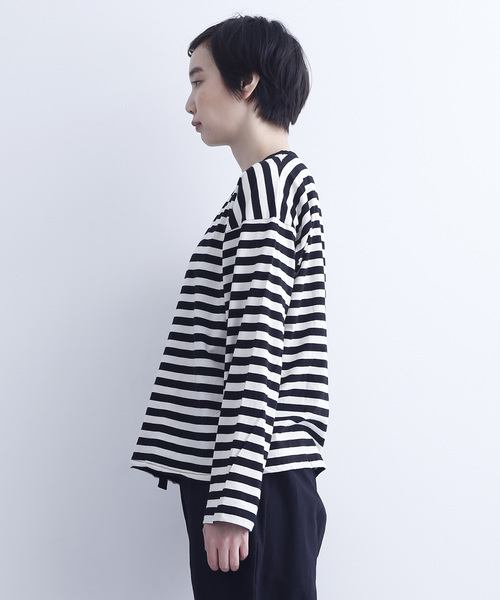 MERLOT IKYU（メルローイキュウ）の「ボーダー柄カットソー6521（Tシャツ/カットソー・レディース・ネイビー/カーキ/ブラック・FREE）」の4枚目の写真