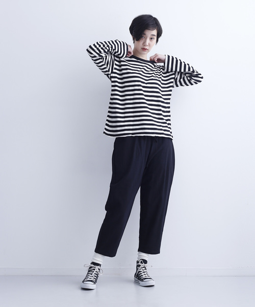 MERLOT IKYU（メルローイキュウ）の「ボーダー柄カットソー6521（Tシャツ/カットソー・レディース・ネイビー/カーキ/ブラック・FREE）」の6枚目の写真