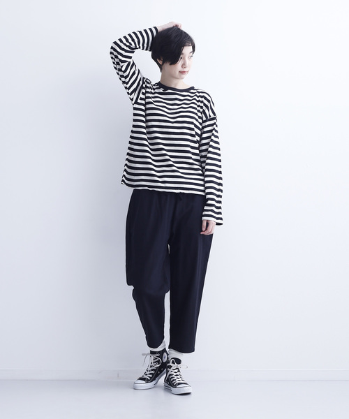 MERLOT IKYU（メルローイキュウ）の「ボーダー柄カットソー6521（Tシャツ/カットソー・レディース・ネイビー/カーキ/ブラック・FREE）」の7枚目の写真