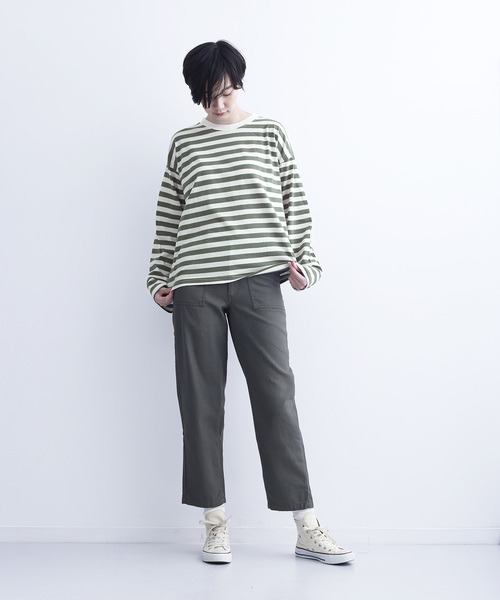 MERLOT IKYU（メルローイキュウ）の「ボーダー柄カットソー6521（Tシャツ/カットソー・レディース・ネイビー/カーキ/ブラック・FREE）」の8枚目の写真