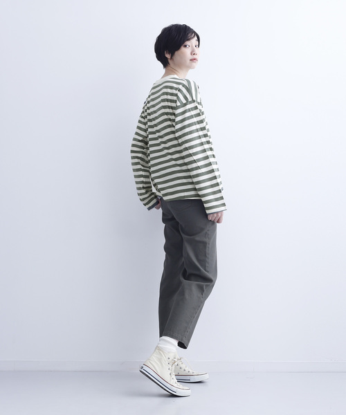 MERLOT IKYU（メルローイキュウ）の「ボーダー柄カットソー6521（Tシャツ/カットソー・レディース・ネイビー/カーキ/ブラック・FREE）」の9枚目の写真