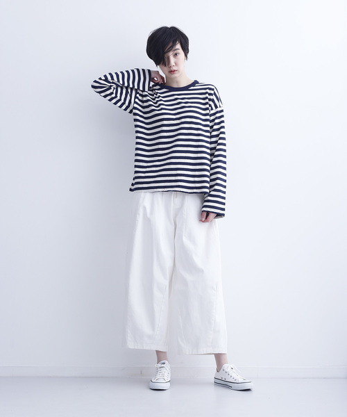 MERLOT IKYU（メルローイキュウ）の「ボーダー柄カットソー6521（Tシャツ/カットソー・レディース・ネイビー/カーキ/ブラック・FREE）」の10枚目の写真