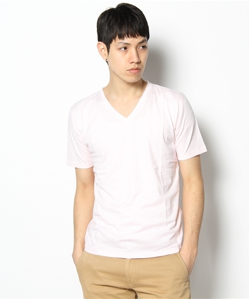 green label relaxing(グリーンレーベルリラクシング)の「□SUPIMA/C V/N Tシャツ(Tシャツ/カットソー・メンズ・ブラック/ライトピンク/ピンク/ライム/ホワイト/コバルトブルー/グレー/レッド/イエロー/ワインレッド/マスタード/ライトブルー・SMALL/MEDIUM/LARGE/X-LARGE)」の10枚目の写真