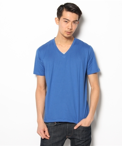 green label relaxing(グリーンレーベルリラクシング)の「□SUPIMA/C V/N Tシャツ(Tシャツ/カットソー・メンズ・ブラック/ライトピンク/ピンク/ライム/ホワイト/コバルトブルー/グレー/レッド/イエロー/ワインレッド/マスタード/ライトブルー・SMALL/MEDIUM/LARGE/X-LARGE)」の6枚目の写真