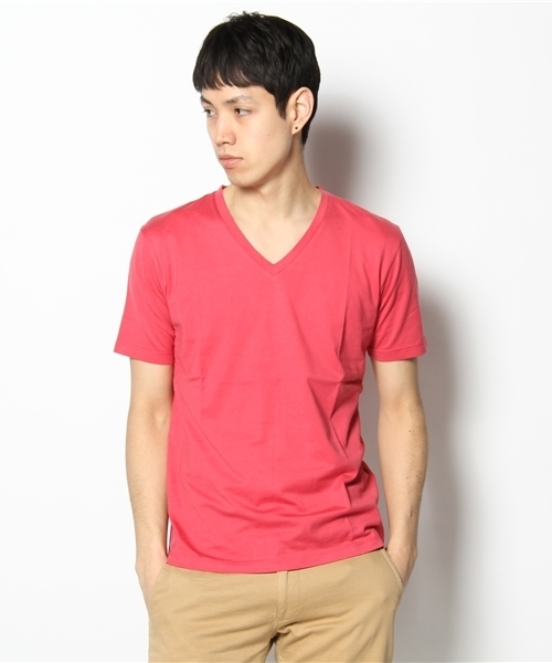 green label relaxing(グリーンレーベルリラクシング)の「□SUPIMA/C V/N Tシャツ(Tシャツ/カットソー・メンズ・ブラック/ライトピンク/ピンク/ライム/ホワイト/コバルトブルー/グレー/レッド/イエロー/ワインレッド/マスタード/ライトブルー・SMALL/MEDIUM/LARGE/X-LARGE)」の9枚目の写真