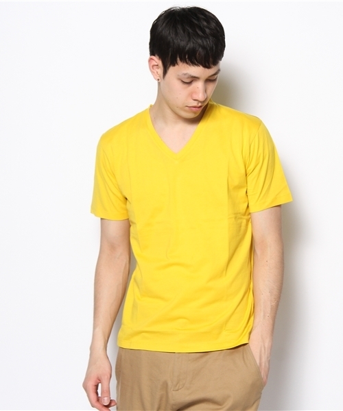 green label relaxing(グリーンレーベルリラクシング)の「□SUPIMA/C V/N Tシャツ(Tシャツ/カットソー・メンズ・ブラック/ライトピンク/ピンク/ライム/ホワイト/コバルトブルー/グレー/レッド/イエロー/ワインレッド/マスタード/ライトブルー・SMALL/MEDIUM/LARGE/X-LARGE)」の7枚目の写真