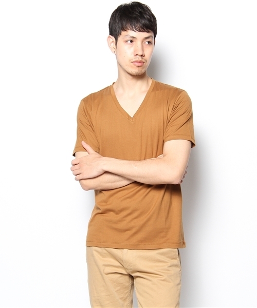 green label relaxing(グリーンレーベルリラクシング)の「□SUPIMA/C V/N Tシャツ(Tシャツ/カットソー・メンズ・ブラック/ライトピンク/ピンク/ライム/ホワイト/コバルトブルー/グレー/レッド/イエロー/ワインレッド/マスタード/ライトブルー・SMALL/MEDIUM/LARGE/X-LARGE)」の8枚目の写真