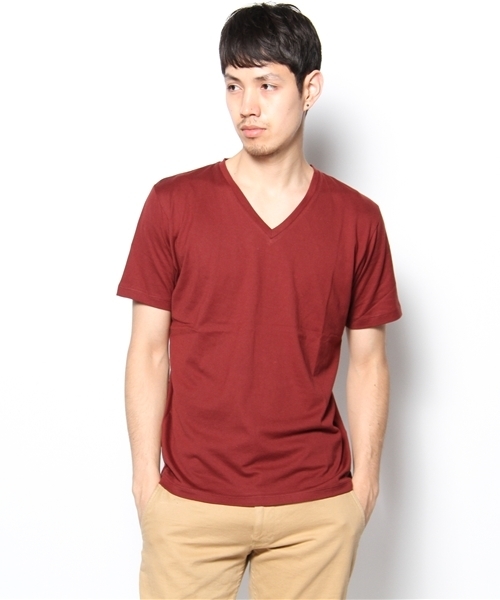 green label relaxing(グリーンレーベルリラクシング)の「□SUPIMA/C V/N Tシャツ(Tシャツ/カットソー・メンズ・ブラック/ライトピンク/ピンク/ライム/ホワイト/コバルトブルー/グレー/レッド/イエロー/ワインレッド/マスタード/ライトブルー・SMALL/MEDIUM/LARGE/X-LARGE)」の12枚目の写真