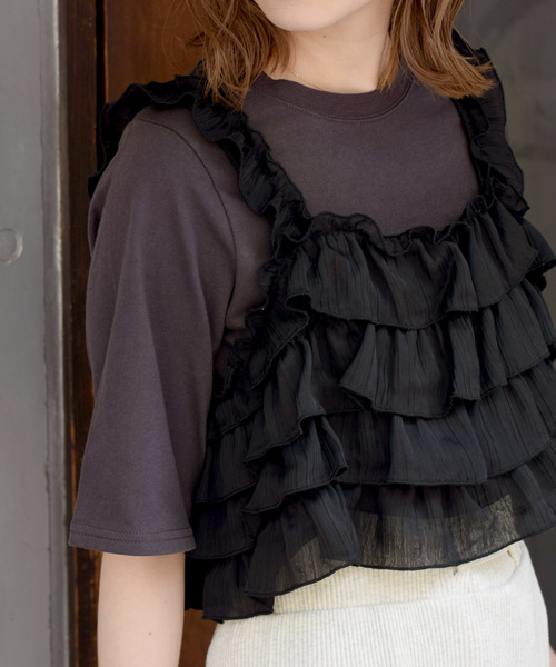 w closet（ダブルクローゼット）の「Tシャツ×ティアードビスチェセット（Tシャツ/カットソー・レディース・レッド/ネイビー/ブラック・FREE）」の14枚目の写真