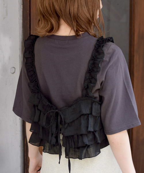 w closet（ダブルクローゼット）の「Tシャツ×ティアードビスチェセット（Tシャツ/カットソー・レディース・レッド/ネイビー/ブラック・FREE）」の8枚目の写真