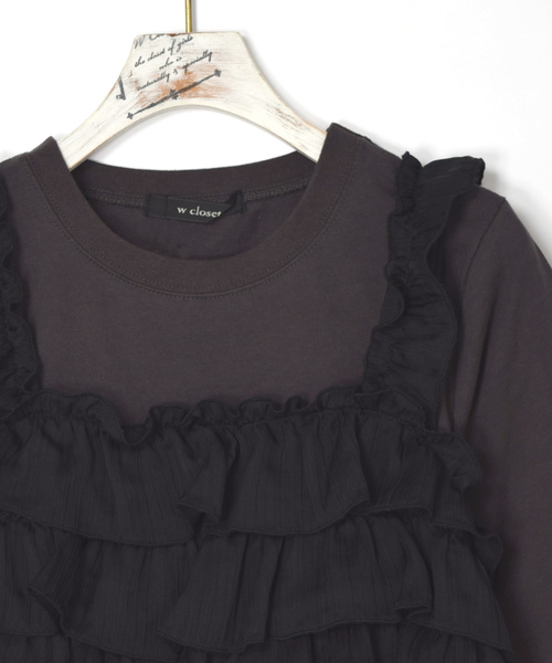 w closet（ダブルクローゼット）の「Tシャツ×ティアードビスチェセット（Tシャツ/カットソー・レディース・レッド/ネイビー/ブラック・FREE）」の9枚目の写真