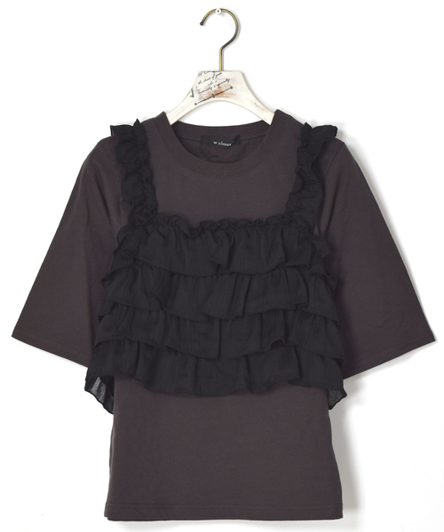 w closet（ダブルクローゼット）の「Tシャツ×ティアードビスチェセット（Tシャツ/カットソー・レディース・レッド/ネイビー/ブラック・FREE）」の20枚目の写真