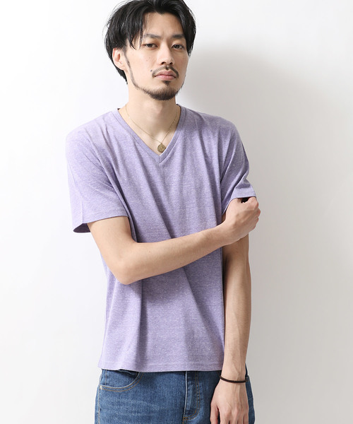 ZIP FIVE（ジップファイブ）の「【ZIP FIVE】TCR杢Vネック半袖Tシャツ（Tシャツ/カットソー・メンズ・ホワイト/ブラック/パープル/ネイビー/グレー/レッド/イエロー/グリーン・SMALL/MEDIUM/LARGE/X-LARGE）」の6枚目の写真