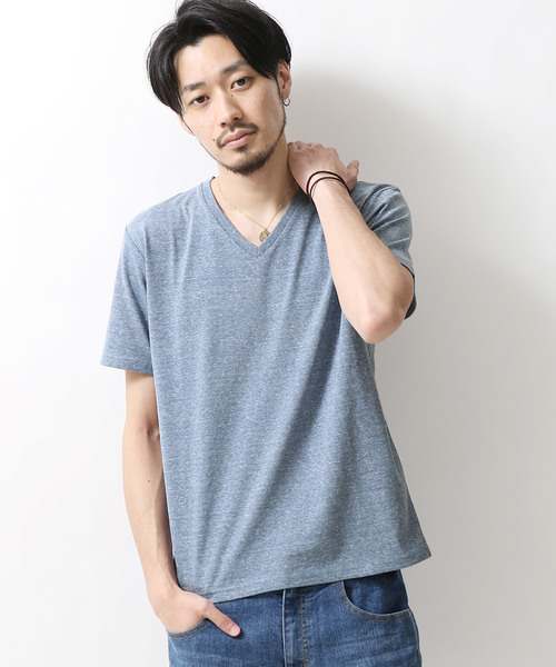 ZIP FIVE（ジップファイブ）の「【ZIP FIVE】TCR杢Vネック半袖Tシャツ（Tシャツ/カットソー・メンズ・ホワイト/ブラック/パープル/ネイビー/グレー/レッド/イエロー/グリーン・SMALL/MEDIUM/LARGE/X-LARGE）」の5枚目の写真