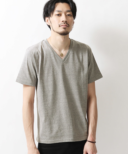 ZIP FIVE（ジップファイブ）の「【ZIP FIVE】TCR杢Vネック半袖Tシャツ（Tシャツ/カットソー・メンズ・ホワイト/ブラック/パープル/ネイビー/グレー/レッド/イエロー/グリーン・SMALL/MEDIUM/LARGE/X-LARGE）」の3枚目の写真