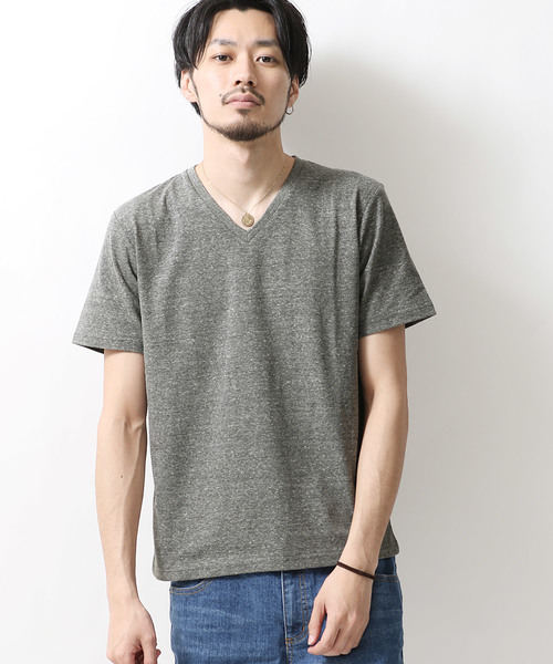 ZIP FIVE（ジップファイブ）の「【ZIP FIVE】TCR杢Vネック半袖Tシャツ（Tシャツ/カットソー・メンズ・ホワイト/ブラック/パープル/ネイビー/グレー/レッド/イエロー/グリーン・SMALL/MEDIUM/LARGE/X-LARGE）」の2枚目の写真