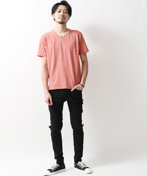 ZIP FIVE（ジップファイブ）の「【ZIP FIVE】TCR杢Vネック半袖Tシャツ（Tシャツ/カットソー・メンズ・ホワイト/ブラック/パープル/ネイビー/グレー/レッド/イエロー/グリーン・SMALL/MEDIUM/LARGE/X-LARGE）」の9枚目の写真