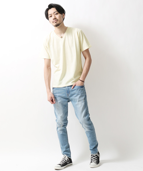 ZIP FIVE（ジップファイブ）の「【ZIP FIVE】TCR杢Vネック半袖Tシャツ（Tシャツ/カットソー・メンズ・ホワイト/ブラック/パープル/ネイビー/グレー/レッド/イエロー/グリーン・SMALL/MEDIUM/LARGE/X-LARGE）」の10枚目の写真