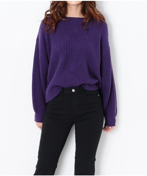 EGOIST（エゴイスト）の「バックレースUPニットTOP（ニット/セーター・レディース・ブラック/パープル/グレー・FREE）」の4枚目の写真