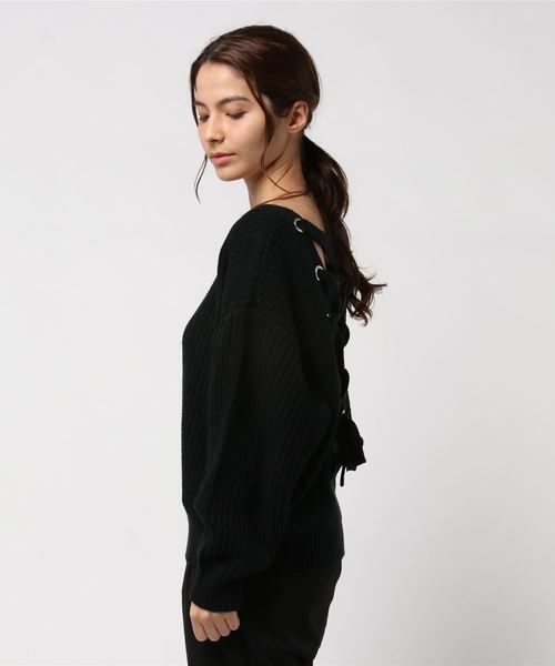 EGOIST（エゴイスト）の「バックレースUPニットTOP（ニット/セーター・レディース・ブラック/パープル/グレー・FREE）」の11枚目の写真