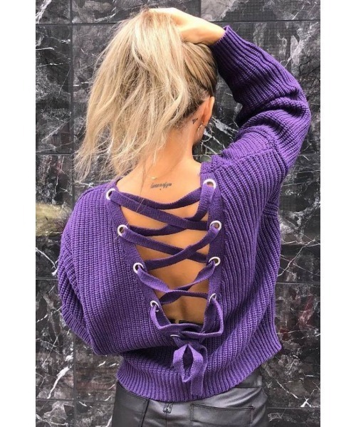 EGOIST（エゴイスト）の「バックレースUPニットTOP（ニット/セーター・レディース・ブラック/パープル/グレー・FREE）」の9枚目の写真