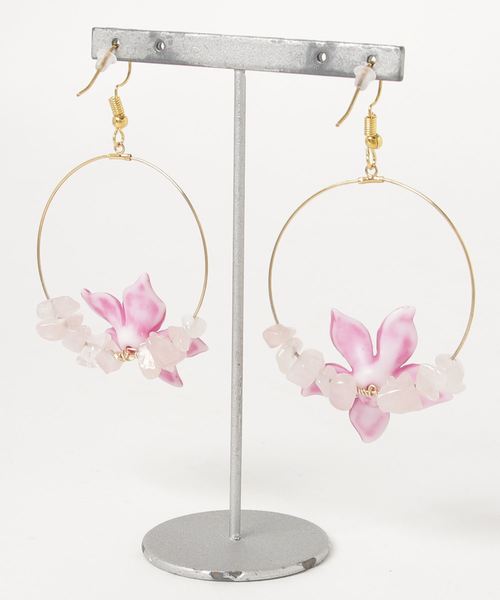 tone(トーン)の「【Lira jewelry】フラワーフープ ピアス(ピアス(両耳用)・レディース・ゴールド・FREE)」の2枚目の写真