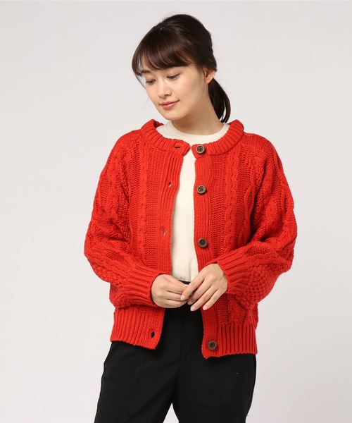 archives(アルシーヴ)の「フィッシャーマンカーデ(ニット/セーター・レディース・ベージュ/パープル/オレンジ・MEDIUM)」の1枚目の写真